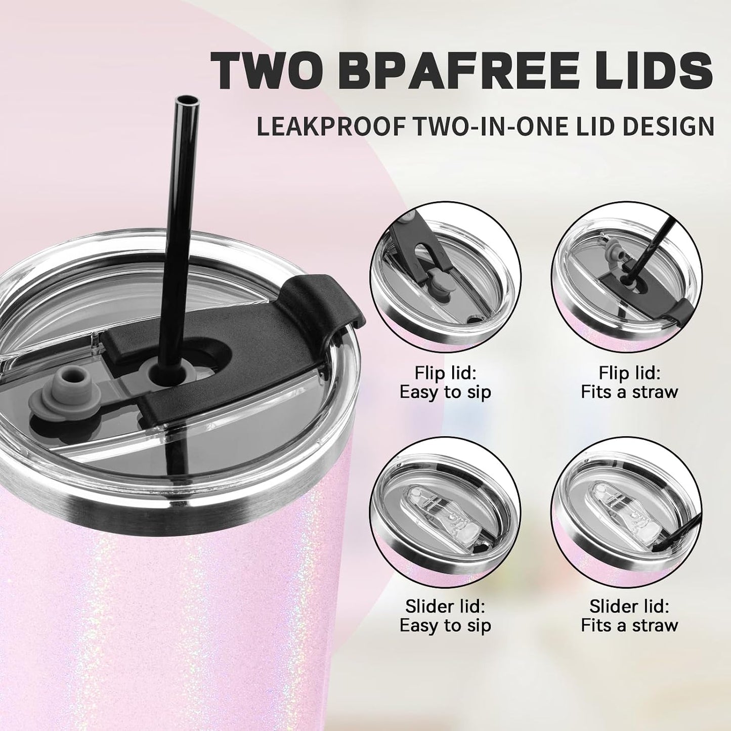 20 oz Tumbler with Lids and Straws, Stainless Steel Insulated Coffee Tumbler, Double Wall Vacuum Insulated Travel Mug Cup, Leakproof Thermal Coffee Cup for Hot and Cold Drinks (Yellow)
