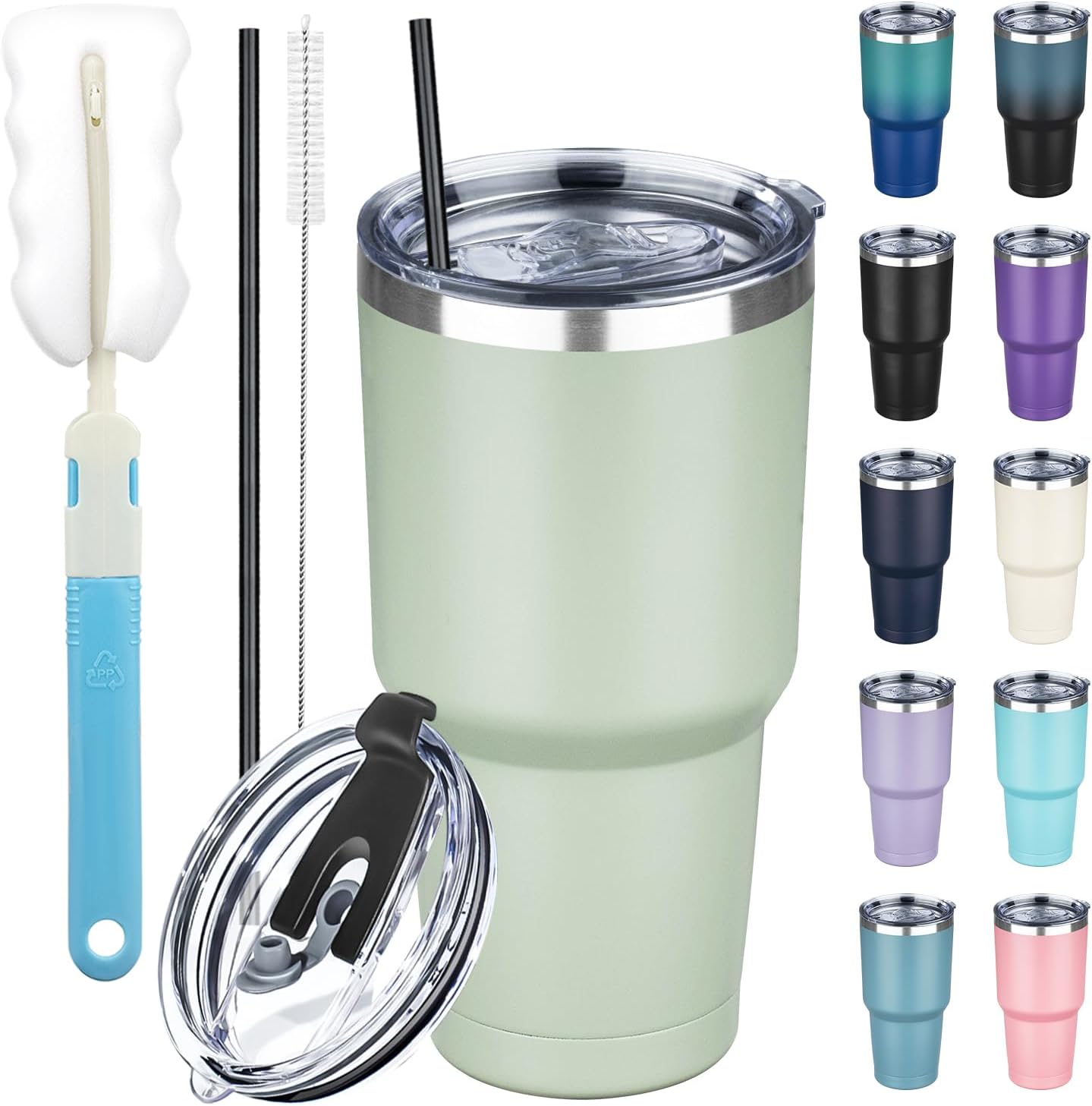 20 oz Tumbler with Lids and Straws, Stainless Steel Insulated Coffee Tumbler, Double Wall Vacuum Insulated Travel Mug Cup, Leakproof Thermal Coffee Cup for Hot and Cold Drinks (Yellow)