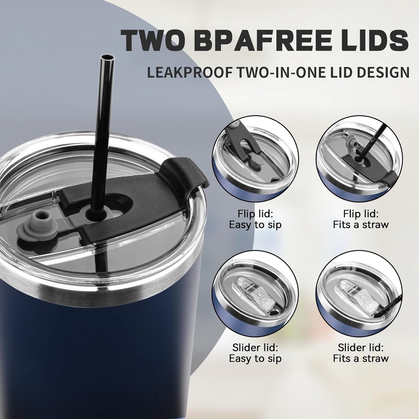 20 oz Tumbler with Lids and Straws, Stainless Steel Insulated Coffee Tumbler, Double Wall Vacuum Insulated Travel Mug Cup, Leakproof Thermal Coffee Cup for Hot and Cold Drinks (Yellow)