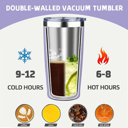 20 oz Tumbler with Lids and Straws, Stainless Steel Insulated Coffee Tumbler, Double Wall Vacuum Insulated Travel Mug Cup, Leakproof Thermal Coffee Cup for Hot and Cold Drinks (Yellow)