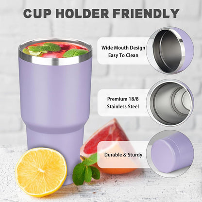 20 oz Tumbler with Lids and Straws, Stainless Steel Insulated Coffee Tumbler, Double Wall Vacuum Insulated Travel Mug Cup, Leakproof Thermal Coffee Cup for Hot and Cold Drinks (Yellow)