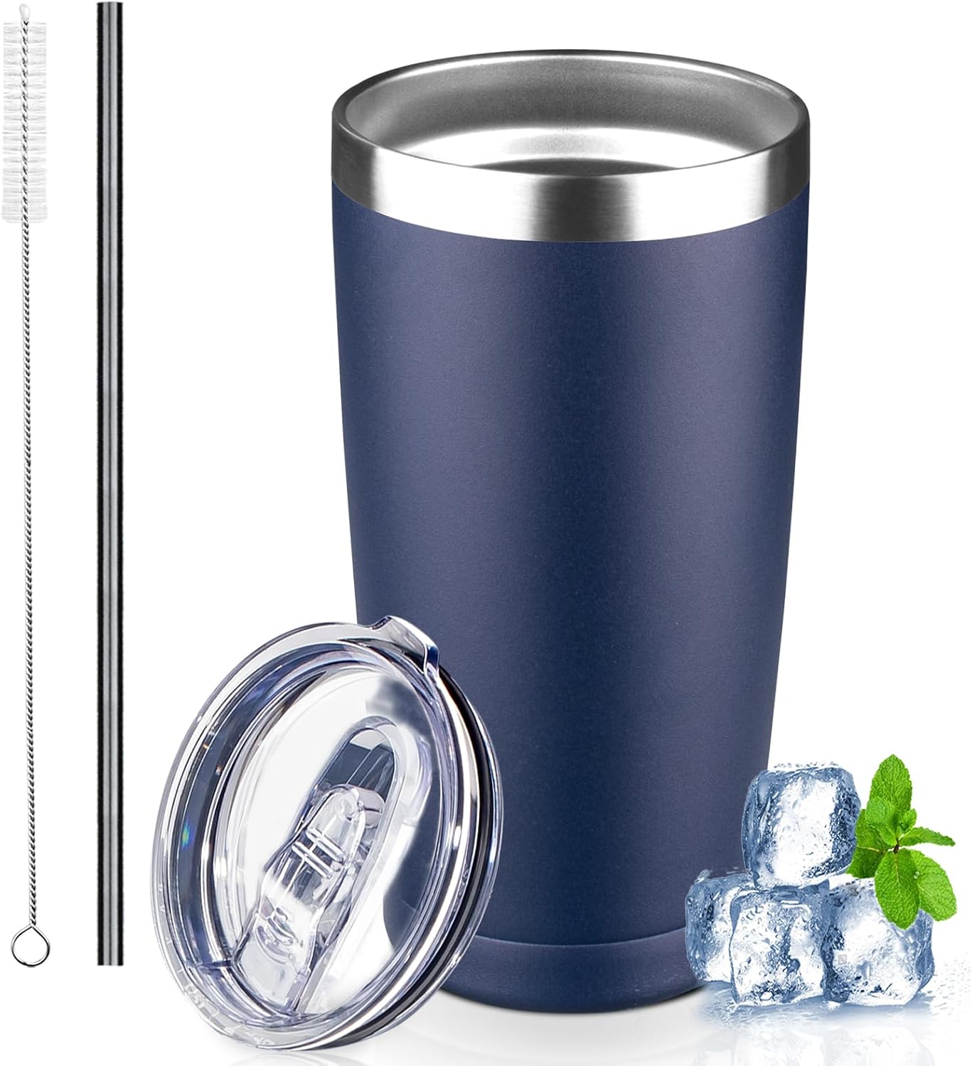 20 oz Tumbler with Lids and Straws, Stainless Steel Insulated Coffee Tumbler, Double Wall Vacuum Insulated Travel Mug Cup, Leakproof Thermal Coffee Cup for Hot and Cold Drinks (Yellow)