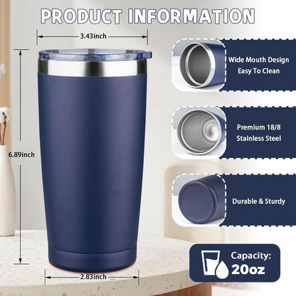 20 oz Tumbler with Lids and Straws, Stainless Steel Insulated Coffee Tumbler, Double Wall Vacuum Insulated Travel Mug Cup, Leakproof Thermal Coffee Cup for Hot and Cold Drinks (Yellow)