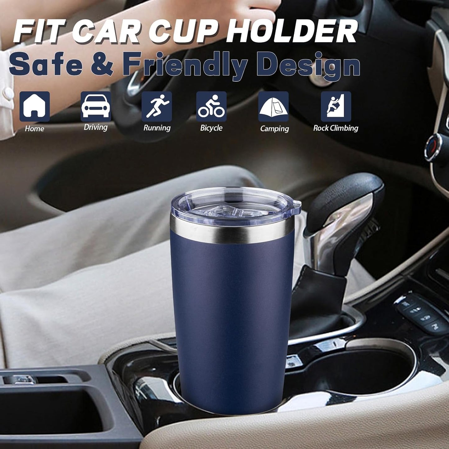 20 oz Tumbler with Lids and Straws, Stainless Steel Insulated Coffee Tumbler, Double Wall Vacuum Insulated Travel Mug Cup, Leakproof Thermal Coffee Cup for Hot and Cold Drinks (Yellow)