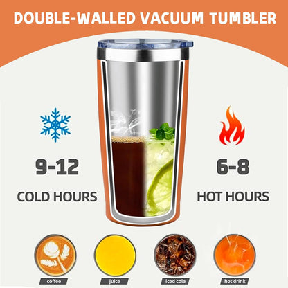 20 oz Tumbler with Lids and Straws, Stainless Steel Insulated Coffee Tumbler, Double Wall Vacuum Insulated Travel Mug Cup, Leakproof Thermal Coffee Cup for Hot and Cold Drinks (Yellow)