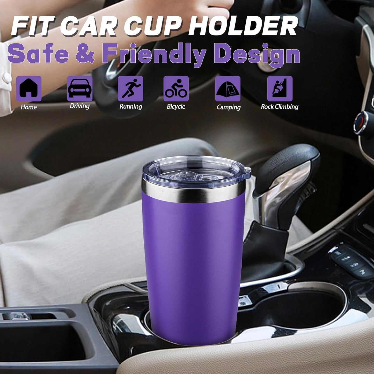 20 oz Tumbler with Lids and Straws, Stainless Steel Insulated Coffee Tumbler, Double Wall Vacuum Insulated Travel Mug Cup, Leakproof Thermal Coffee Cup for Hot and Cold Drinks (Yellow)