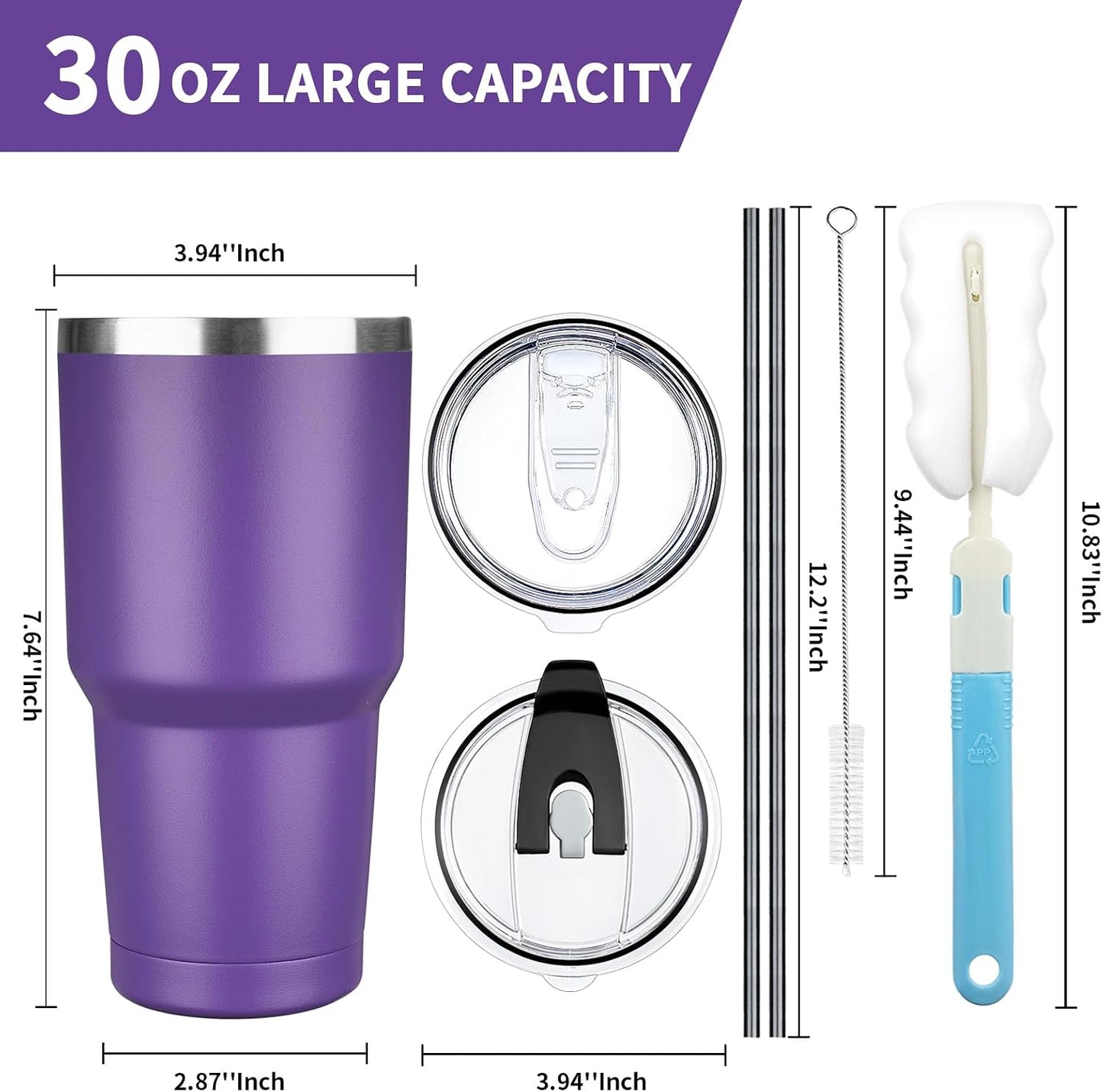20 oz Tumbler with Lids and Straws, Stainless Steel Insulated Coffee Tumbler, Double Wall Vacuum Insulated Travel Mug Cup, Leakproof Thermal Coffee Cup for Hot and Cold Drinks (Yellow)