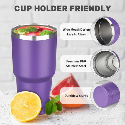 20 oz Tumbler with Lids and Straws, Stainless Steel Insulated Coffee Tumbler, Double Wall Vacuum Insulated Travel Mug Cup, Leakproof Thermal Coffee Cup for Hot and Cold Drinks (Yellow)