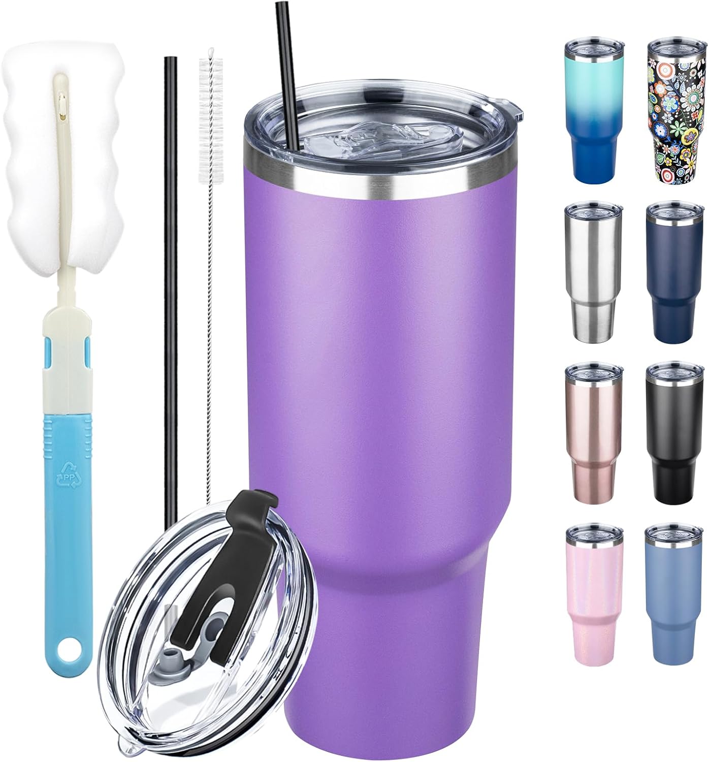 20 oz Tumbler with Lids and Straws, Stainless Steel Insulated Coffee Tumbler, Double Wall Vacuum Insulated Travel Mug Cup, Leakproof Thermal Coffee Cup for Hot and Cold Drinks (Yellow)