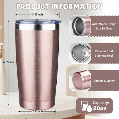 20 oz Tumbler with Lids and Straws, Stainless Steel Insulated Coffee Tumbler, Double Wall Vacuum Insulated Travel Mug Cup, Leakproof Thermal Coffee Cup for Hot and Cold Drinks (Yellow)