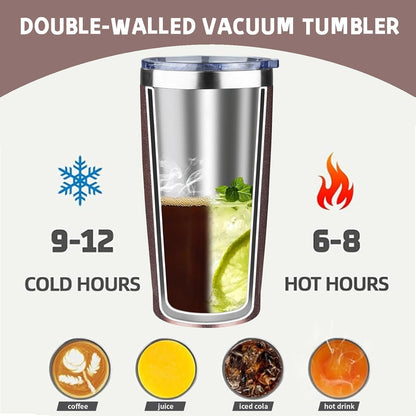 20 oz Tumbler with Lids and Straws, Stainless Steel Insulated Coffee Tumbler, Double Wall Vacuum Insulated Travel Mug Cup, Leakproof Thermal Coffee Cup for Hot and Cold Drinks (Yellow)