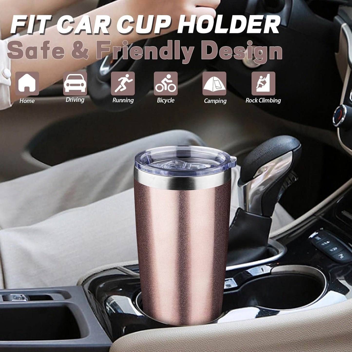20 oz Tumbler with Lids and Straws, Stainless Steel Insulated Coffee Tumbler, Double Wall Vacuum Insulated Travel Mug Cup, Leakproof Thermal Coffee Cup for Hot and Cold Drinks (Yellow)