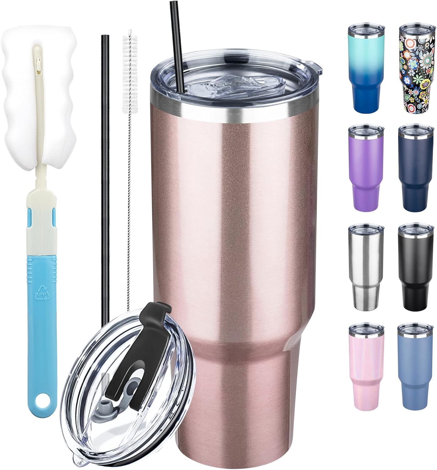 20 oz Tumbler with Lids and Straws, Stainless Steel Insulated Coffee Tumbler, Double Wall Vacuum Insulated Travel Mug Cup, Leakproof Thermal Coffee Cup for Hot and Cold Drinks (Yellow)