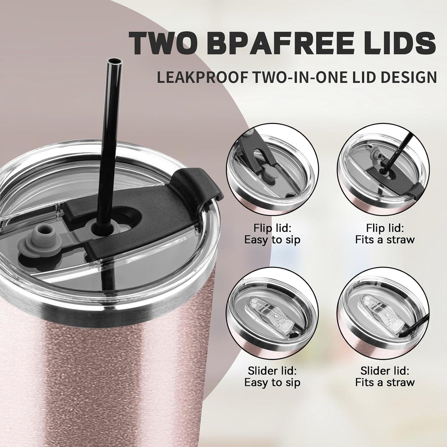 20 oz Tumbler with Lids and Straws, Stainless Steel Insulated Coffee Tumbler, Double Wall Vacuum Insulated Travel Mug Cup, Leakproof Thermal Coffee Cup for Hot and Cold Drinks (Yellow)