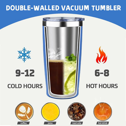 20 oz Tumbler with Lids and Straws, Stainless Steel Insulated Coffee Tumbler, Double Wall Vacuum Insulated Travel Mug Cup, Leakproof Thermal Coffee Cup for Hot and Cold Drinks (Yellow)