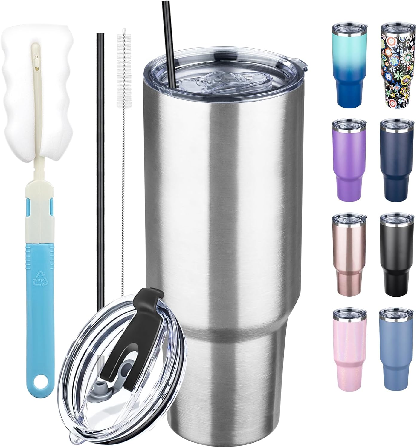 20 oz Tumbler with Lids and Straws, Stainless Steel Insulated Coffee Tumbler, Double Wall Vacuum Insulated Travel Mug Cup, Leakproof Thermal Coffee Cup for Hot and Cold Drinks (Yellow)