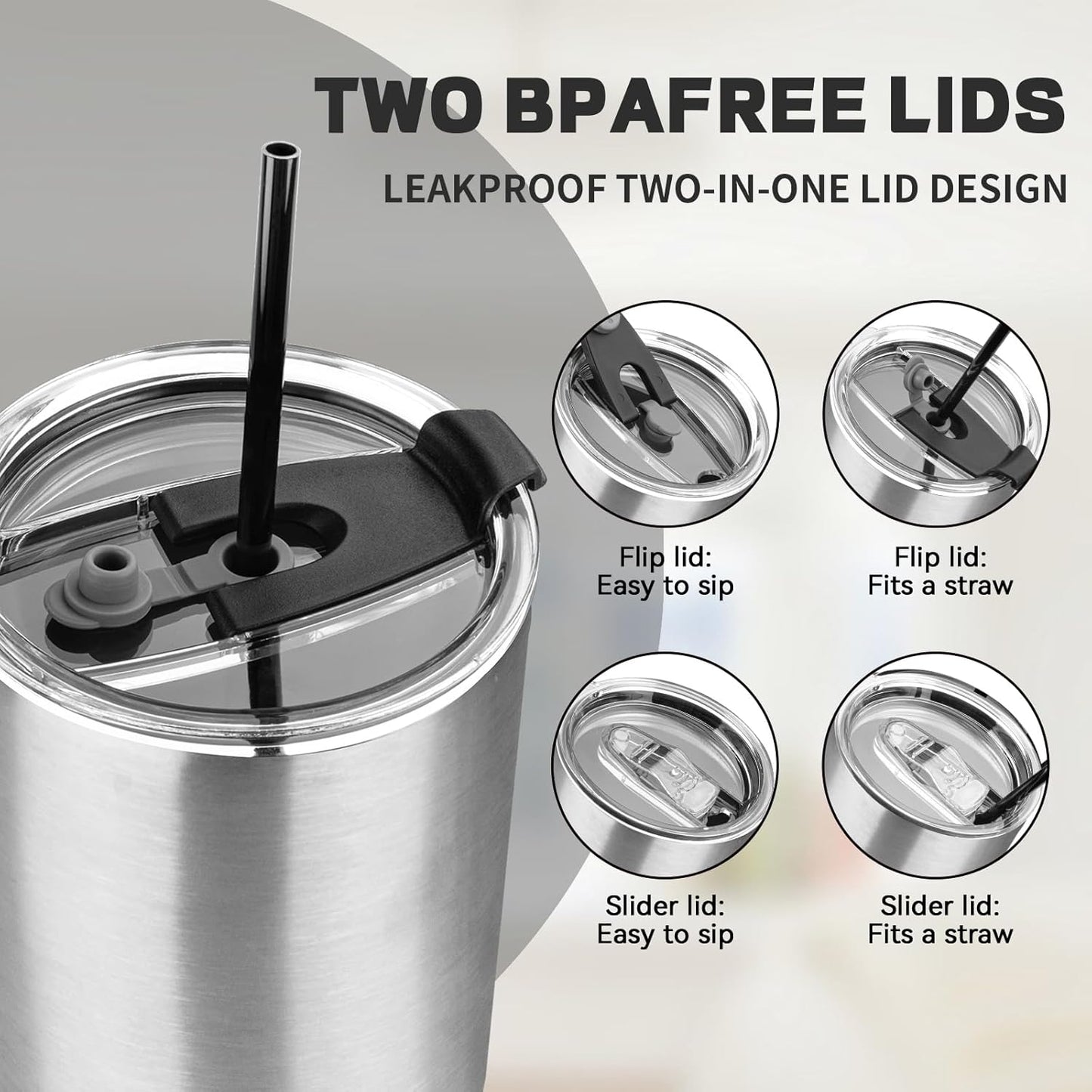 20 oz Tumbler with Lids and Straws, Stainless Steel Insulated Coffee Tumbler, Double Wall Vacuum Insulated Travel Mug Cup, Leakproof Thermal Coffee Cup for Hot and Cold Drinks (Yellow)