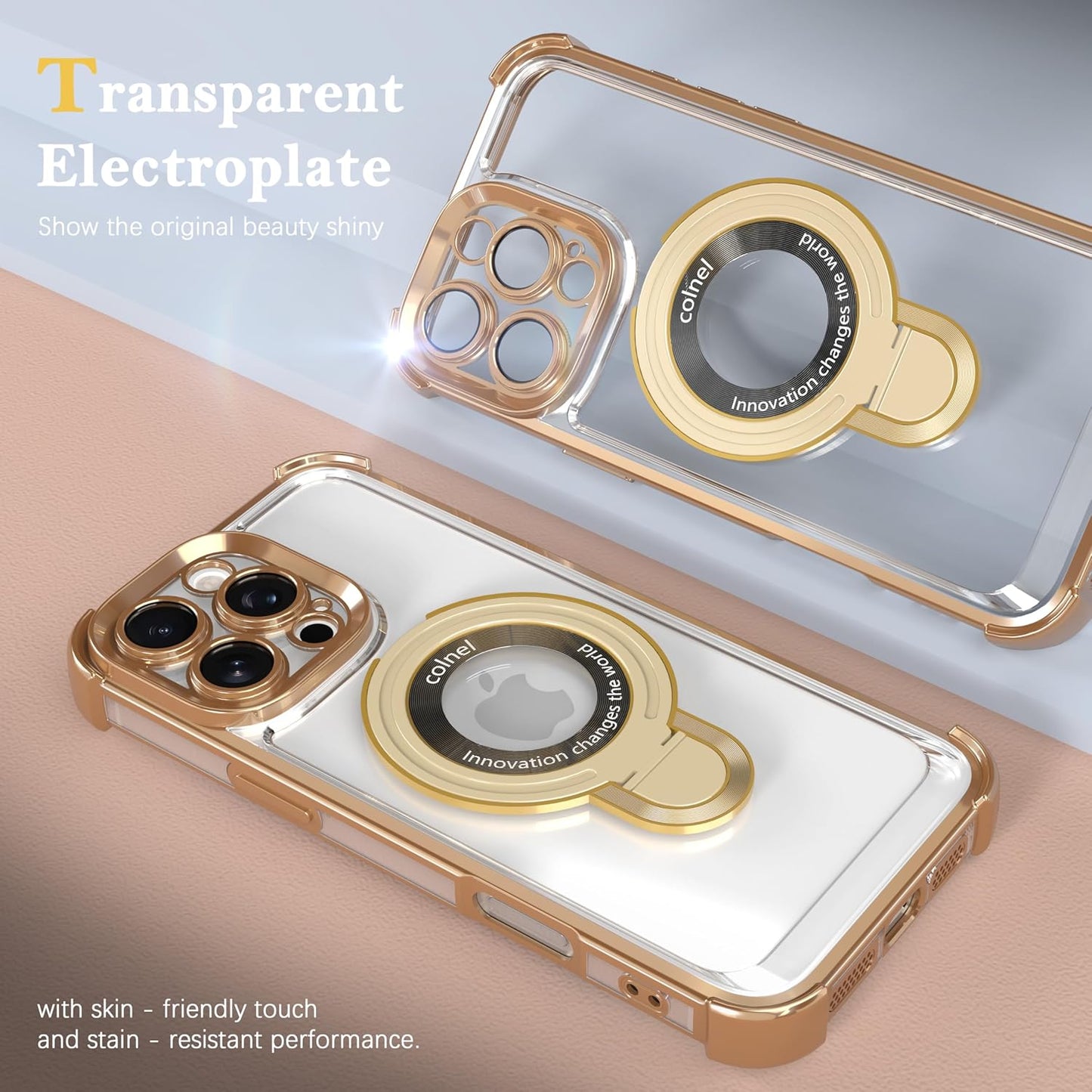 for iPhone 11 Pro Max Case with Strong Magnetic Ring Stand, Military-Grade Shockproof, 4 Airbag Corners Protective, Fit for MagSafe, Kickstand Phone Case for iPhone 11 Pro Max - Desert Gold
