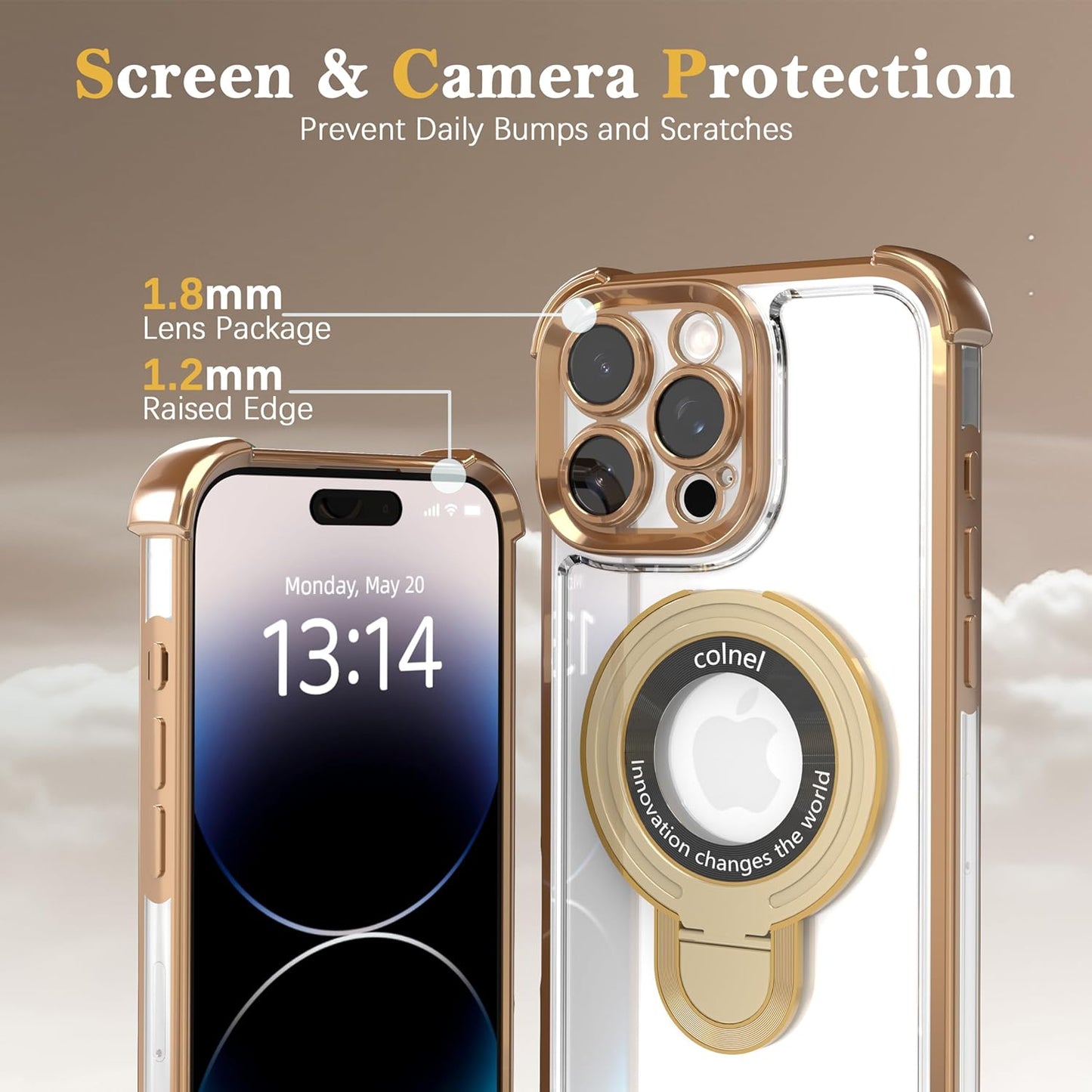 for iPhone 11 Pro Max Case with Strong Magnetic Ring Stand, Military-Grade Shockproof, 4 Airbag Corners Protective, Fit for MagSafe, Kickstand Phone Case for iPhone 11 Pro Max - Desert Gold