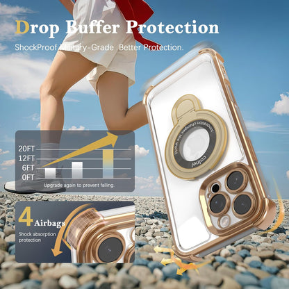 for iPhone 11 Pro Max Case with Strong Magnetic Ring Stand, Military-Grade Shockproof, 4 Airbag Corners Protective, Fit for MagSafe, Kickstand Phone Case for iPhone 11 Pro Max - Desert Gold