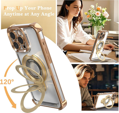 for iPhone 11 Pro Max Case with Strong Magnetic Ring Stand, Military-Grade Shockproof, 4 Airbag Corners Protective, Fit for MagSafe, Kickstand Phone Case for iPhone 11 Pro Max - Desert Gold