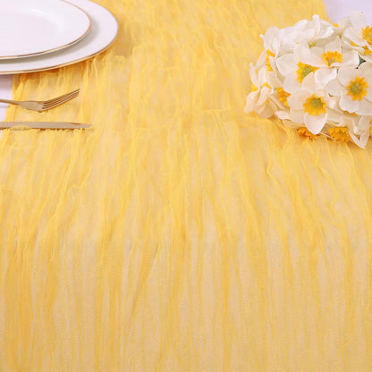 10ft Yellow Table Runner 120inch Gauze Boho Tulle Table Runner Rustic Romantic Spring Summer Bridal Shower Birthday Party Easter Table Decorations