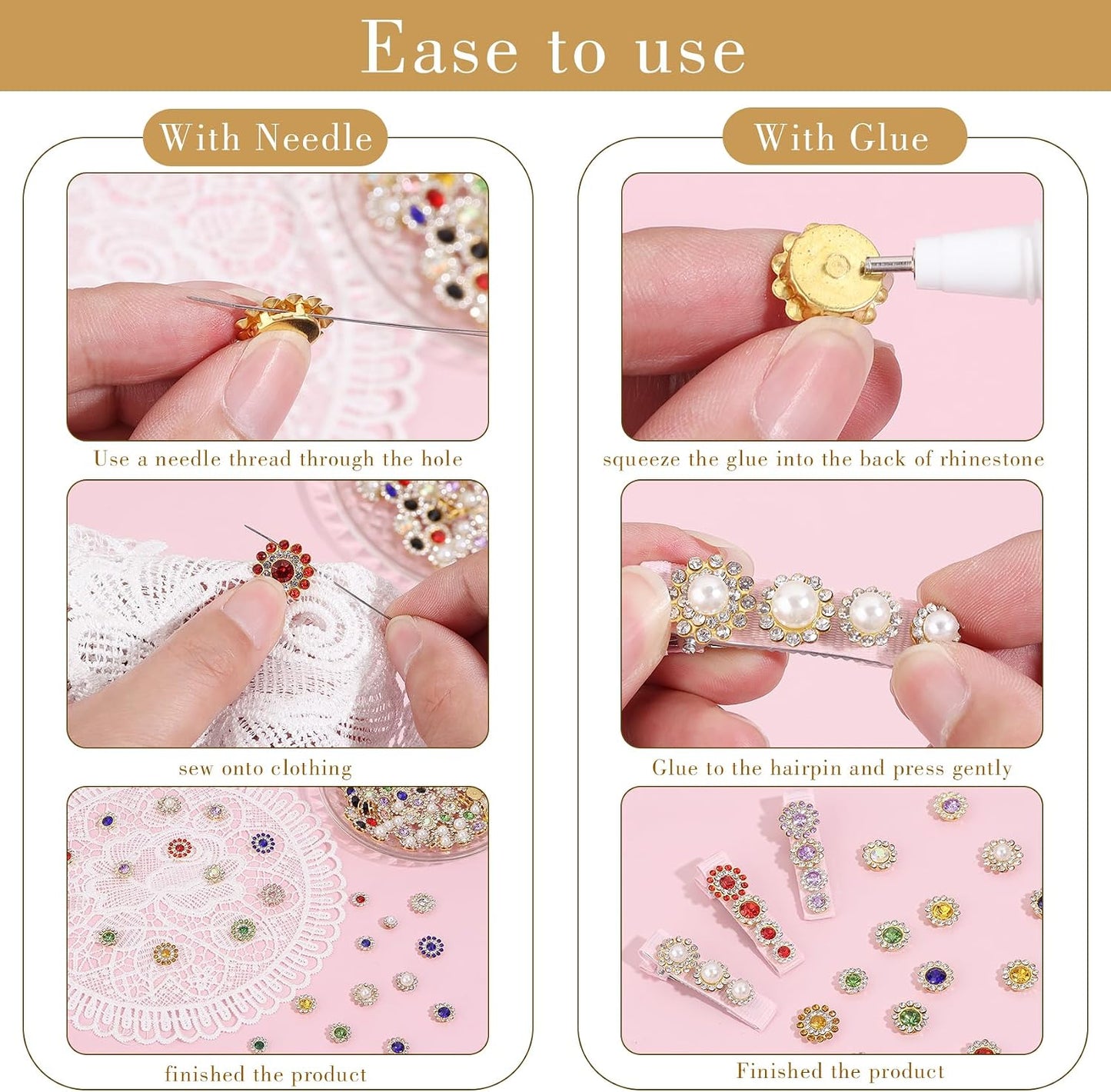 Tipart 100 Pcs 10mm Sew on Rhinestones Flower Claw Gems for Crafting | Crystal Glass Metal Base Flower Claw Flatback Rhinestones for Clothes Hats Bags Sewing Accessories yellow