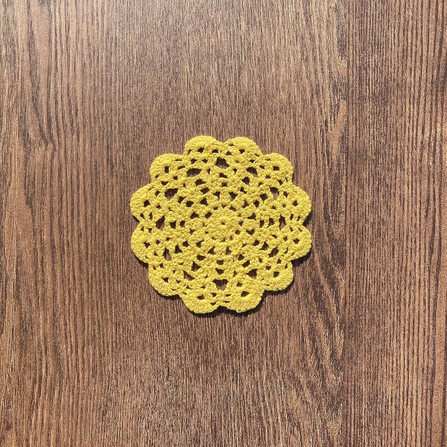 5" Crochet Doilies Table Placemats Round Lace Small Centerpiece Drinks Coasters for Parties Set of 10 Yellow Color Housewarming Gifts