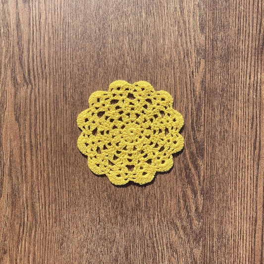 5" Crochet Doilies Table Placemats Round Lace Small Centerpiece Drinks Coasters for Parties Set of 10 Yellow Color Housewarming Gifts