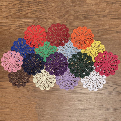 5" Crochet Doilies Table Placemats Round Lace Small Centerpiece Drinks Coasters for Parties Set of 10 Yellow Color Housewarming Gifts