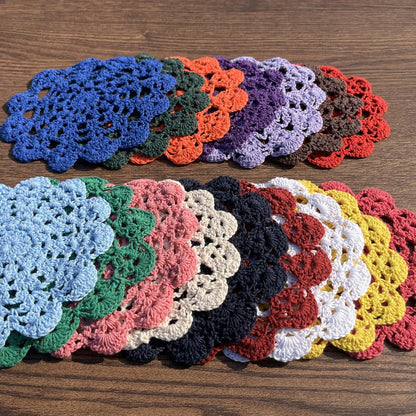 5" Crochet Doilies Table Placemats Round Lace Small Centerpiece Drinks Coasters for Parties Set of 10 Yellow Color Housewarming Gifts