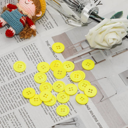 50 PCS 5/8 inch Resin Buttons for Crafts, 4 Holes Yellow Buttons, for Sewing, DIY, Crafts Scrapbooking (Light Yellow)