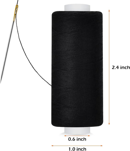 6 Pcs Sewing Thread Kit, 400 Yards Each Spool 402 Polyester Thread with Sewing Needle & Threader, Sewing Threads for Sewing Machine, Hand Stitching, Embroidery
