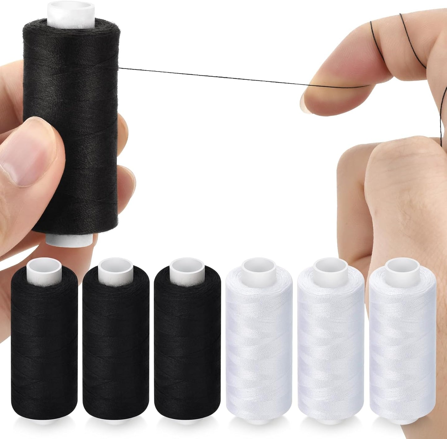 6 Pcs Sewing Thread Kit, 400 Yards Each Spool 402 Polyester Thread with Sewing Needle & Threader, Sewing Threads for Sewing Machine, Hand Stitching, Embroidery