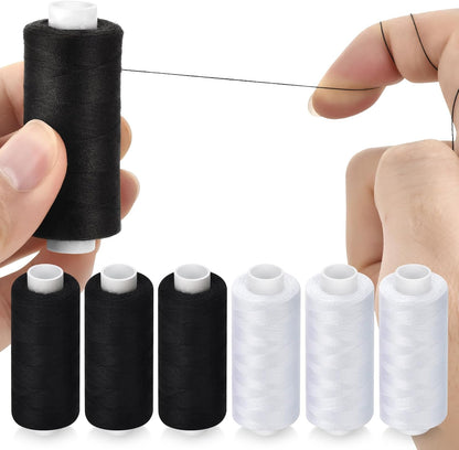 6 Pcs Sewing Thread Kit, 400 Yards Each Spool 402 Polyester Thread with Sewing Needle & Threader, Sewing Threads for Sewing Machine, Hand Stitching, Embroidery