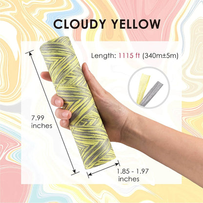 371 Yards Paper Raffia Ribbon, 3 mm Wide Twisted Natural Ribbon Paper String, Paper Twine Craft String for Gift Wrapping Packing, Raffia Yarn for Crocheting DIY Décor, Cloudy Yellow