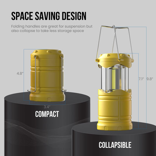 LED Camping Lantern, 4 Pack Battery Powered Flashlight for Power Outages, Portable Collapsible Hanging Light Essential for Home, Outdoor, Emergency Lamp Survival Kit Gear for Hurricane, Yellow