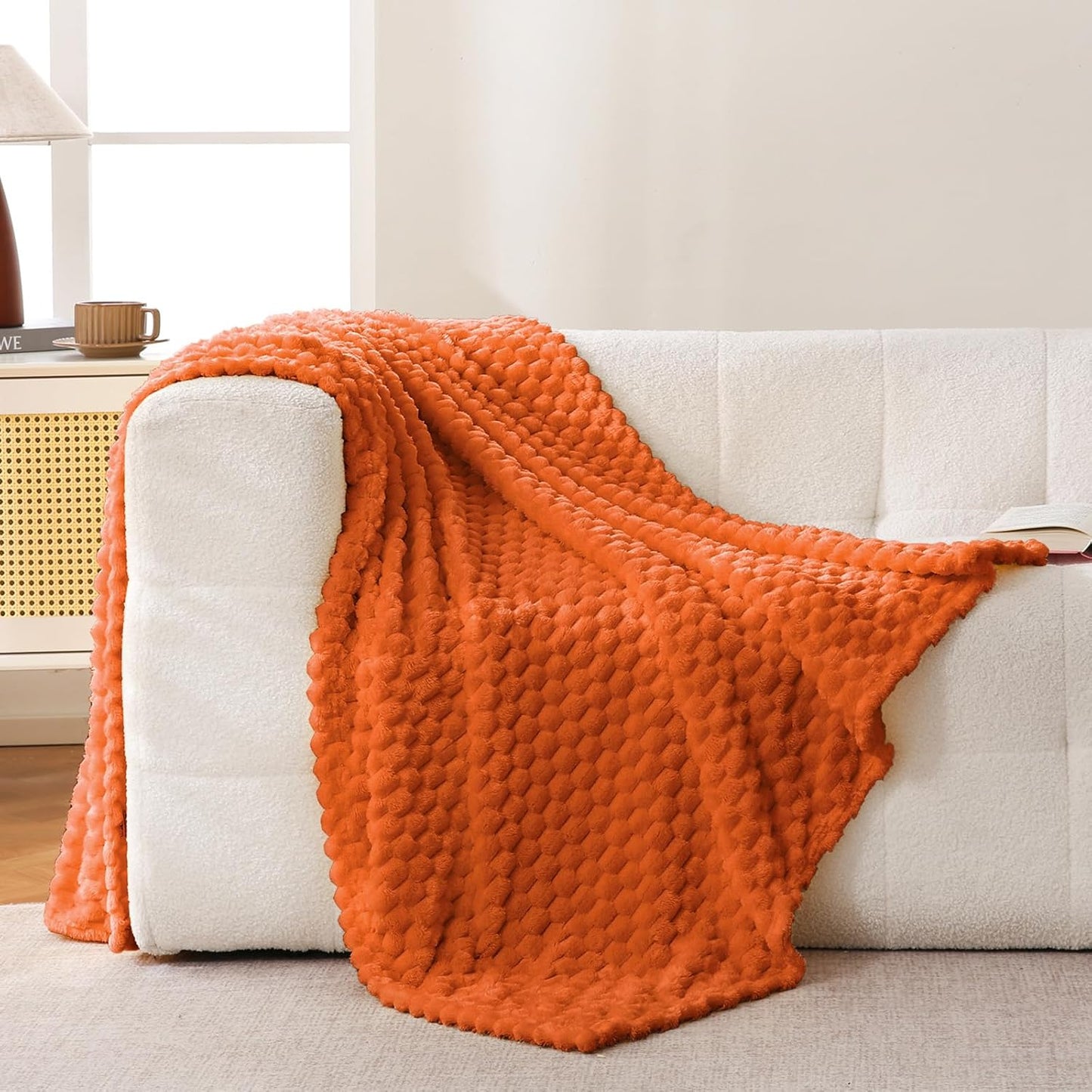 Light Yellow Flannel Throw Blanket (50X40 inches), 300 GSM Fleece Cozy Warm Soft Lightweight Bed Sofa Blanket for Babys and Pets, Suitable for All Seasons
