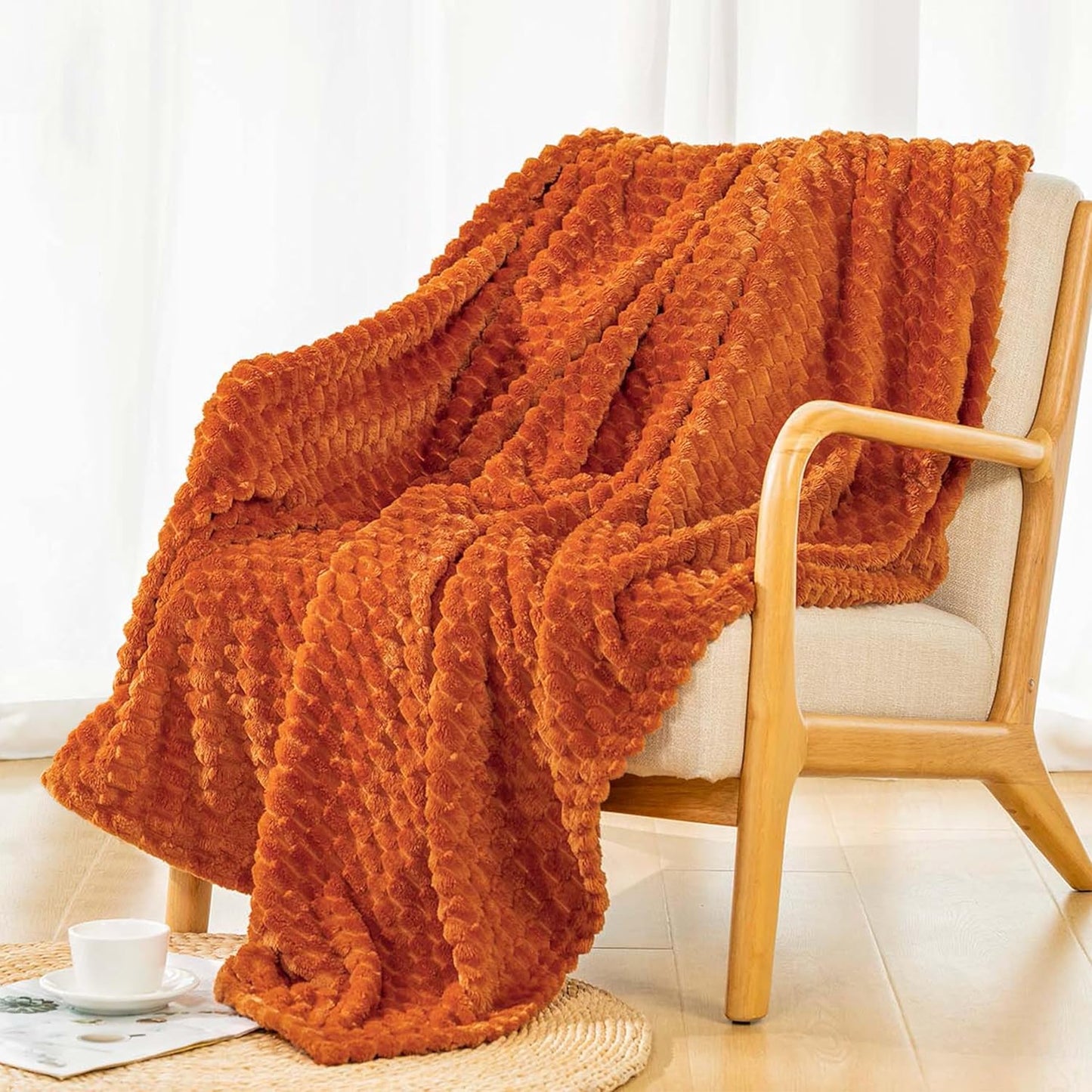 Light Yellow Flannel Throw Blanket (50X40 inches), 300 GSM Fleece Cozy Warm Soft Lightweight Bed Sofa Blanket for Babys and Pets, Suitable for All Seasons