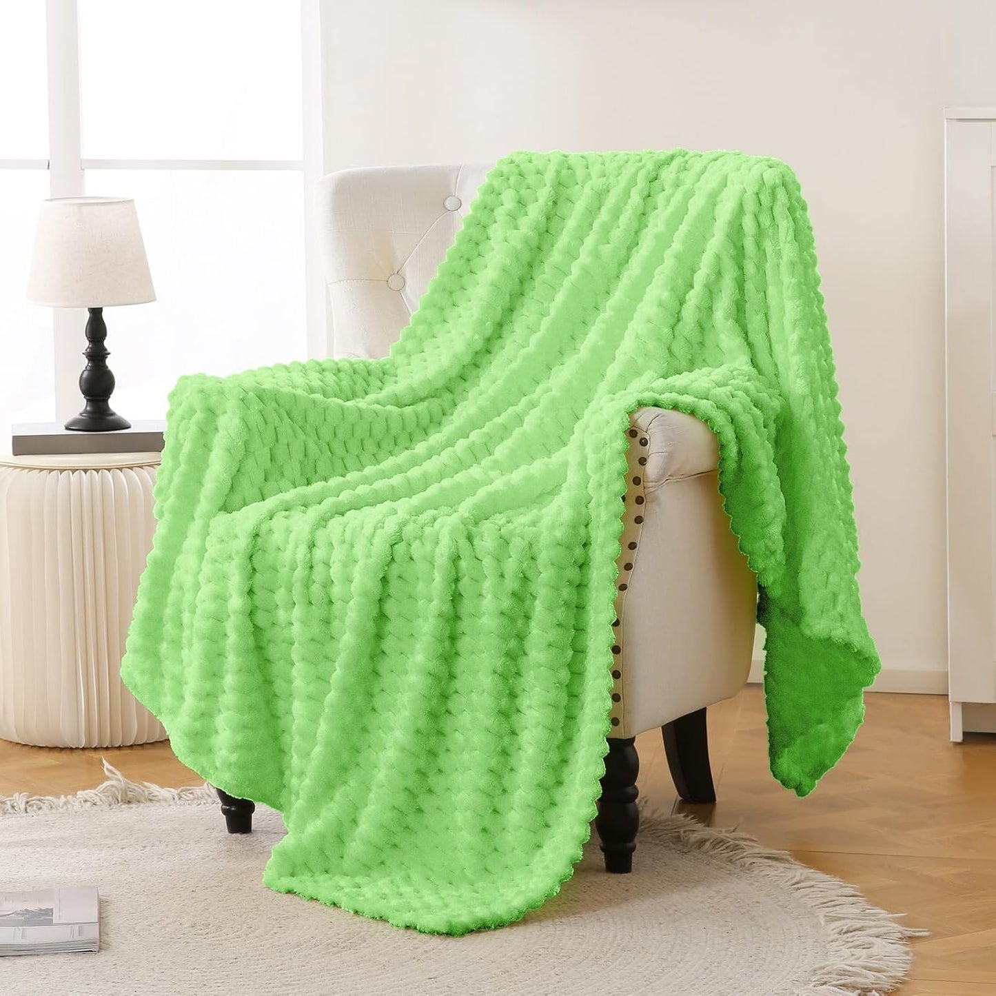 Light Yellow Flannel Throw Blanket (50X40 inches), 300 GSM Fleece Cozy Warm Soft Lightweight Bed Sofa Blanket for Babys and Pets, Suitable for All Seasons