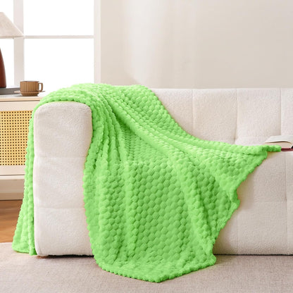 Light Yellow Flannel Throw Blanket (50X40 inches), 300 GSM Fleece Cozy Warm Soft Lightweight Bed Sofa Blanket for Babys and Pets, Suitable for All Seasons