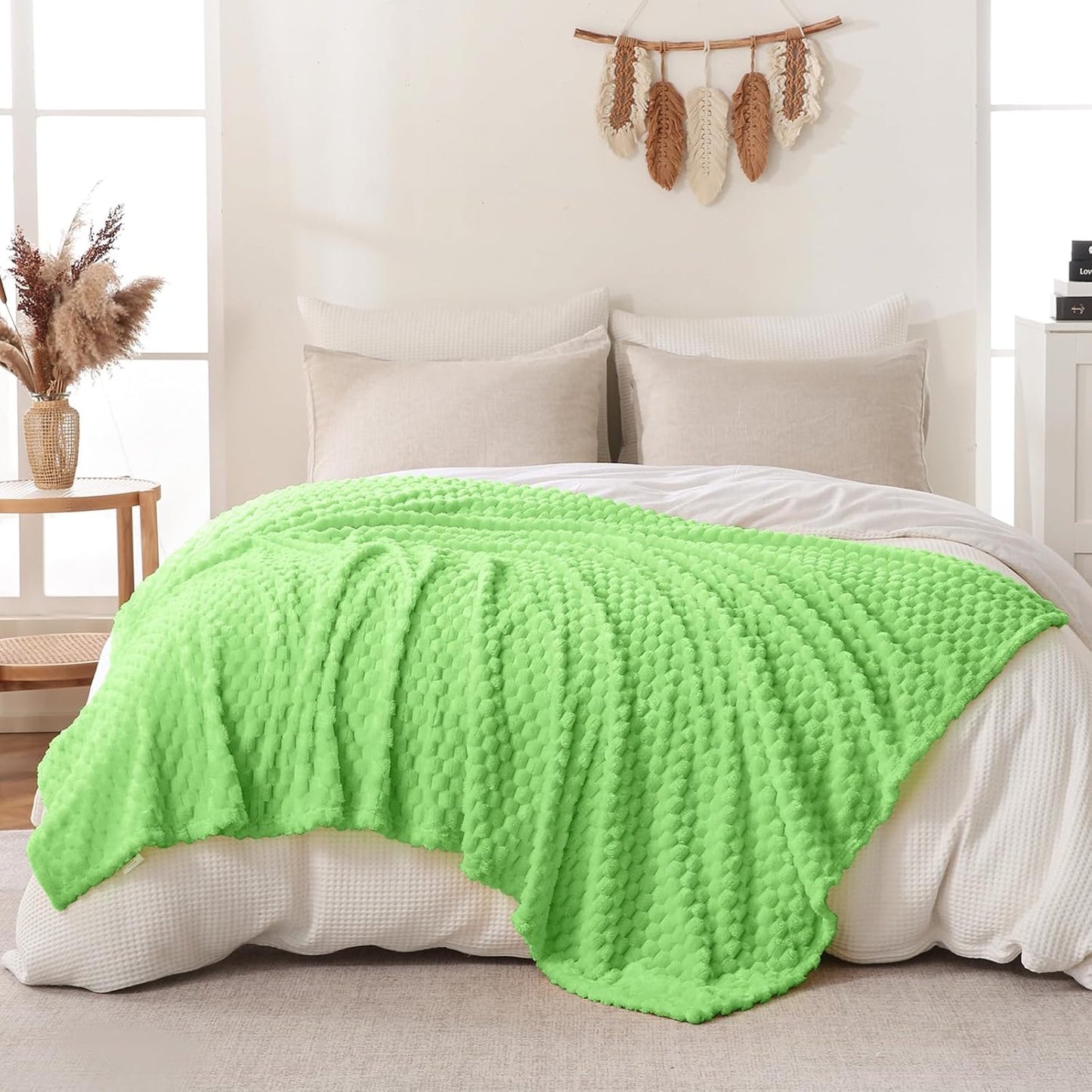 Light Yellow Flannel Throw Blanket (50X40 inches), 300 GSM Fleece Cozy Warm Soft Lightweight Bed Sofa Blanket for Babys and Pets, Suitable for All Seasons