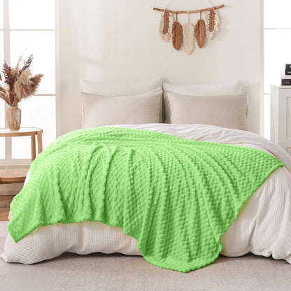 Light Yellow Flannel Throw Blanket (50X40 inches), 300 GSM Fleece Cozy Warm Soft Lightweight Bed Sofa Blanket for Babys and Pets, Suitable for All Seasons