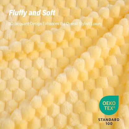 Light Yellow Flannel Throw Blanket (50X40 inches), 300 GSM Fleece Cozy Warm Soft Lightweight Bed Sofa Blanket for Babys and Pets, Suitable for All Seasons