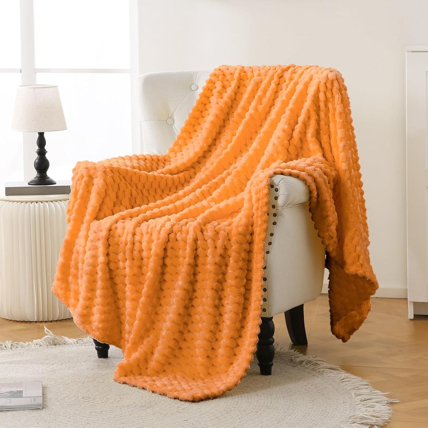 Light Yellow Flannel Throw Blanket (50X40 inches), 300 GSM Fleece Cozy Warm Soft Lightweight Bed Sofa Blanket for Babys and Pets, Suitable for All Seasons