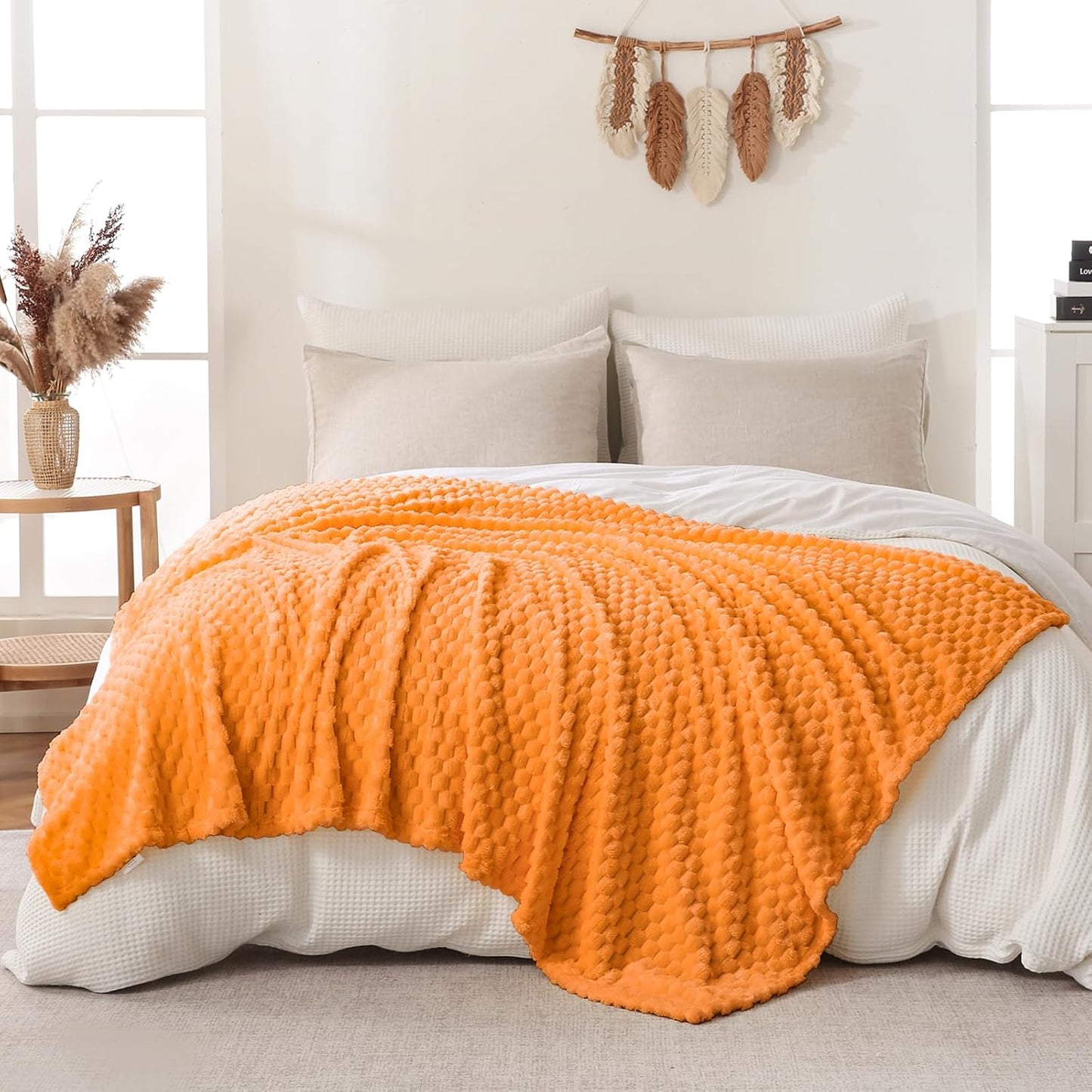 Light Yellow Flannel Throw Blanket (50X40 inches), 300 GSM Fleece Cozy Warm Soft Lightweight Bed Sofa Blanket for Babys and Pets, Suitable for All Seasons