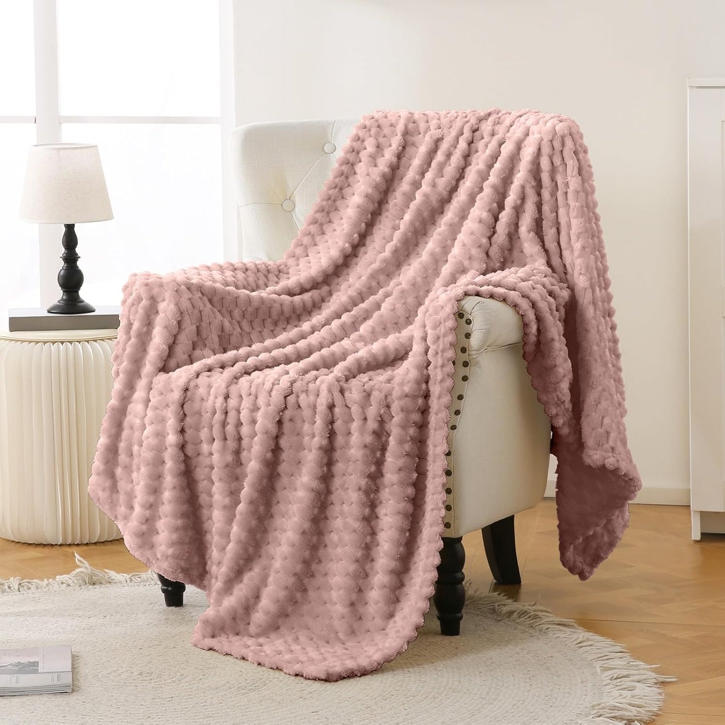Light Yellow Flannel Throw Blanket (50X40 inches), 300 GSM Fleece Cozy Warm Soft Lightweight Bed Sofa Blanket for Babys and Pets, Suitable for All Seasons