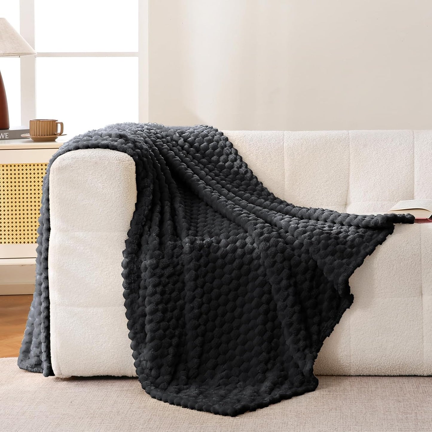 Light Yellow Flannel Throw Blanket (50X40 inches), 300 GSM Fleece Cozy Warm Soft Lightweight Bed Sofa Blanket for Babys and Pets, Suitable for All Seasons