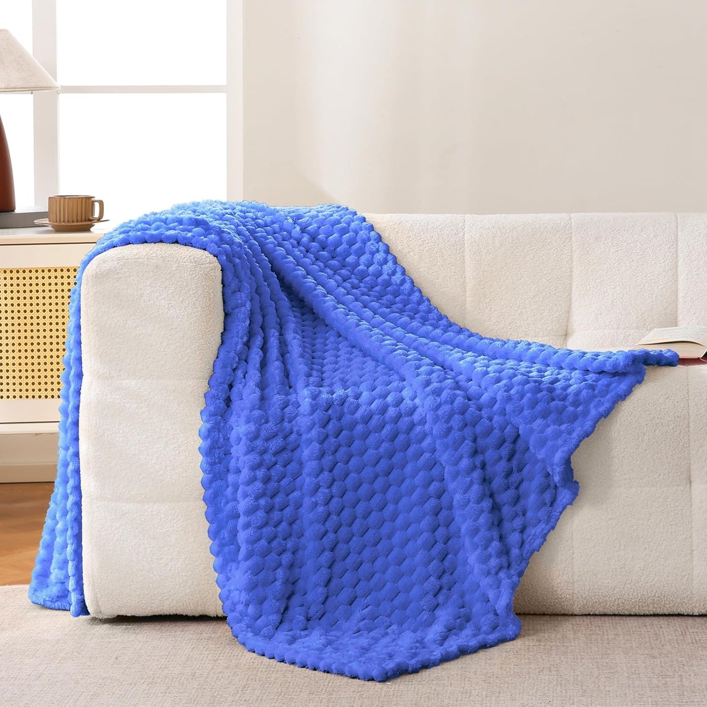 Light Yellow Flannel Throw Blanket (50X40 inches), 300 GSM Fleece Cozy Warm Soft Lightweight Bed Sofa Blanket for Babys and Pets, Suitable for All Seasons