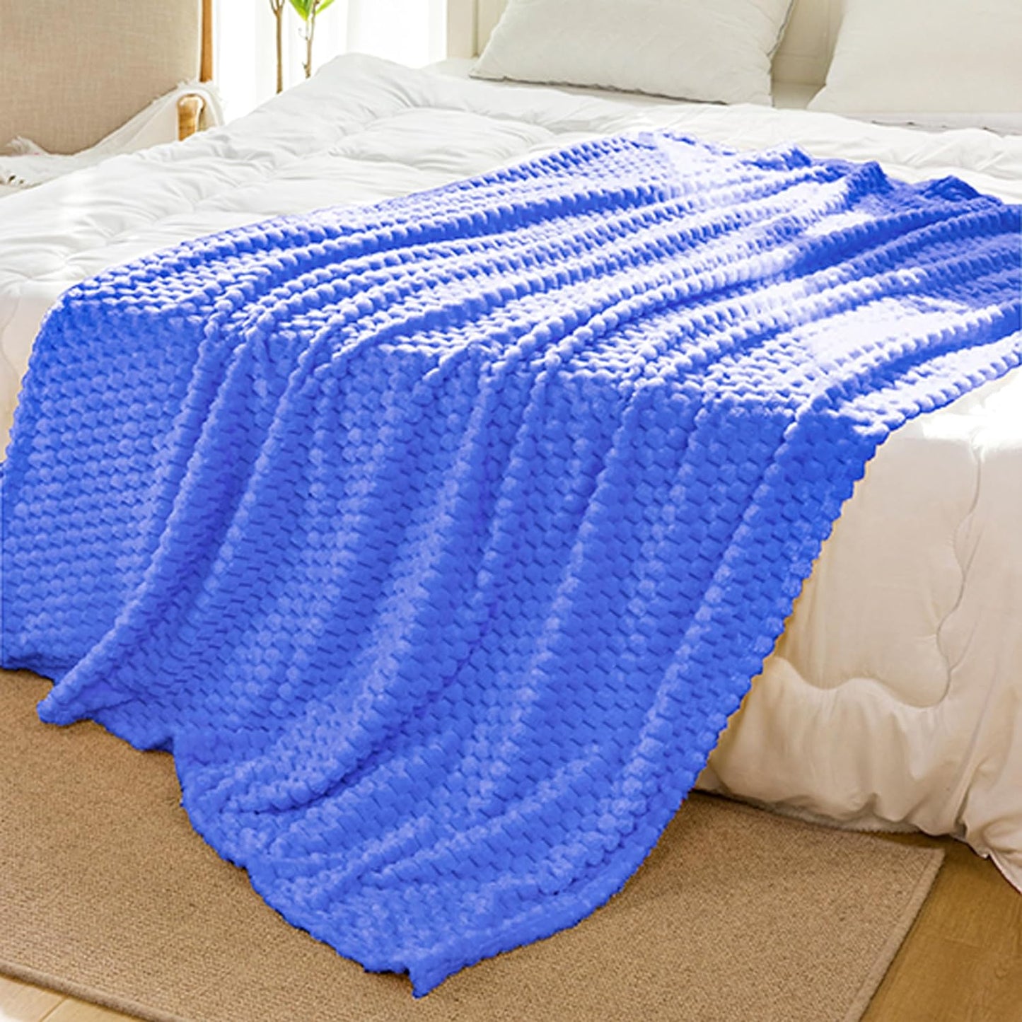 Light Yellow Flannel Throw Blanket (50X40 inches), 300 GSM Fleece Cozy Warm Soft Lightweight Bed Sofa Blanket for Babys and Pets, Suitable for All Seasons